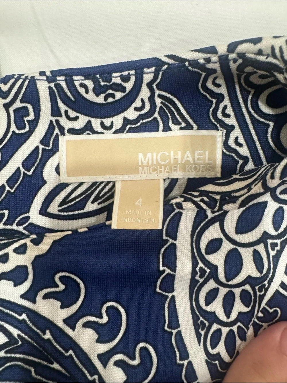 Michael Kors Navy and White Paisley Dress